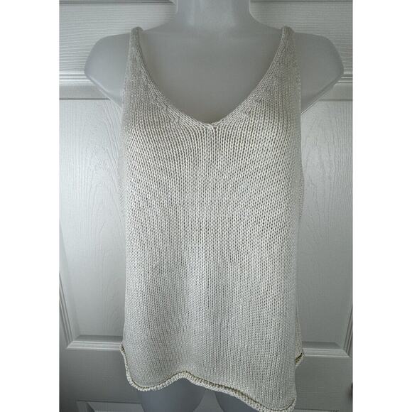 H&M Sweaters - H&M Knit V-Neck Top, Sleeveless, Ivory, Sz: S, 50-19
